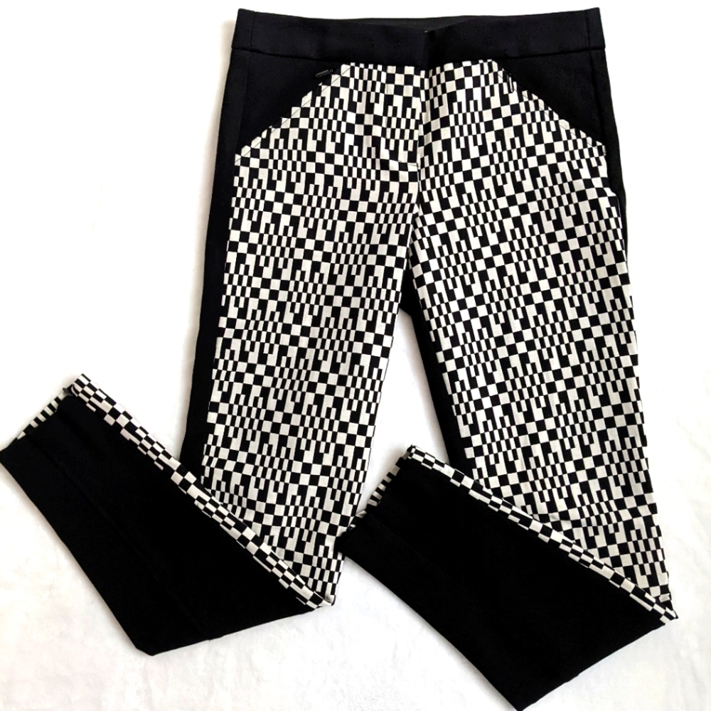 Trina Turk Retro Geometric Print Color Block Ponte Pants